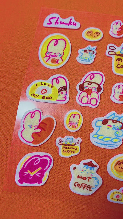 Morning Club Fuzzy Stickers